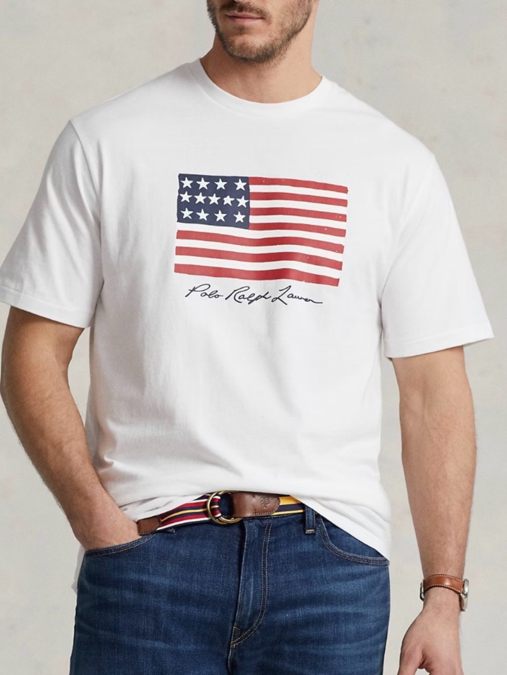 Polo Ralph Lauren Flag Tee Shirt Americana Casual Classic Fit Men’s Size Large - Picture 9 of 9